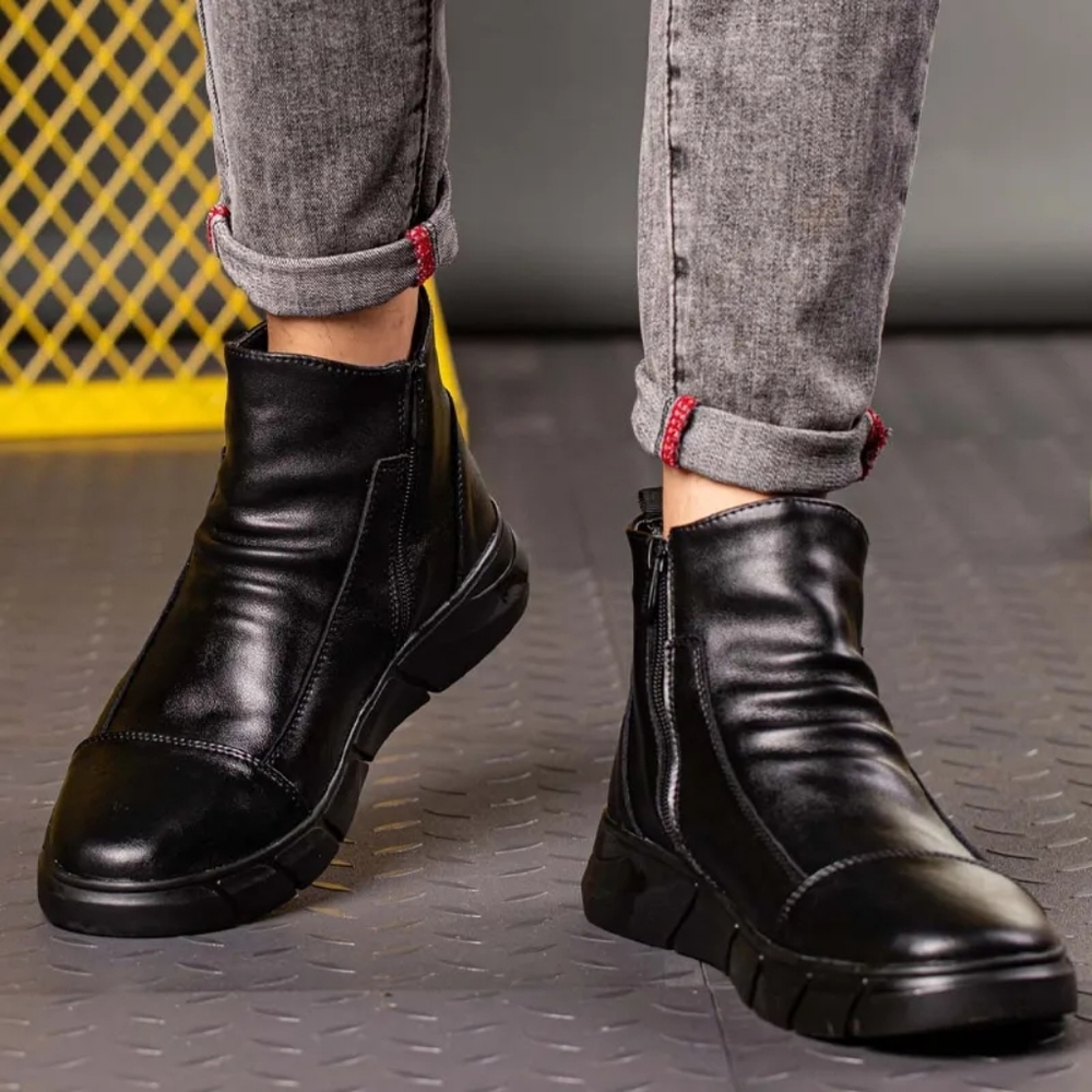 💥Black boots for men and women fashion leather boots outdoor comfortable